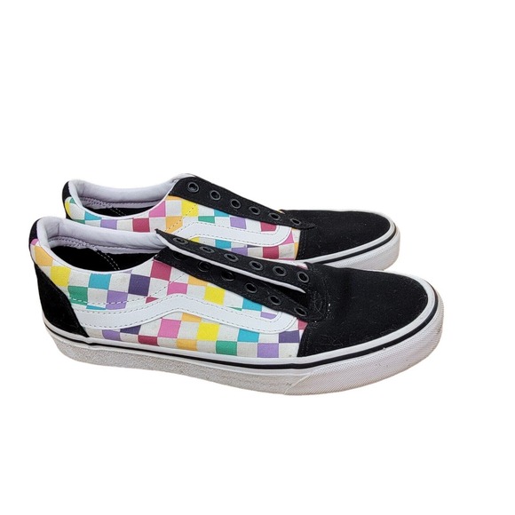 Vans Old Skool Multicolor Rainbow Checkers Skate Shoes Womens Size 8.5 US - Picture 2 of 8